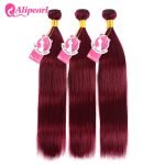 99J Burgundy Color One Bundle Pre-Colored Hair Straight Human Hair Weft