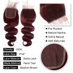 Body Wave Lace Closure With #99J Wine Red Pure Color Human Hair Weft - Image 3
