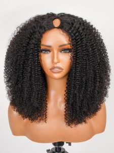 Afro Kinky Curly V Part Human Hair Wig No Leave Out - Image 9