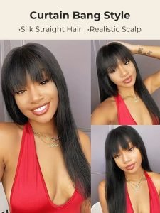 Human Hair Bangs Wigs Straight Hair 5x5 Lace Closure Wigs - Image 8