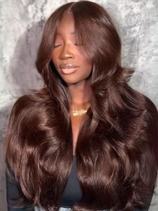 #4 Brown Color Body Wave 8*6 Lace Closure Glueless Wig With Drawstring - Image 8