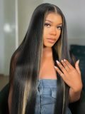Light Yaki Straight Glueless Lace Wig With Hidden Blonde Highlights - Image 8
