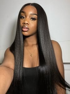 150% Density 5x5 Lace Pre-Plucked Front Straight Human Hair Wig - Image 5