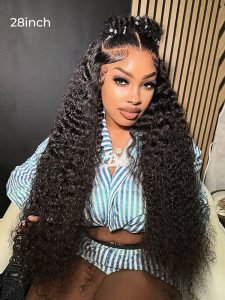Halo Braid Glueless Deep Wave 13*6 Lace Front Wigs Pre-Cut With Natural Hairline - Image 8