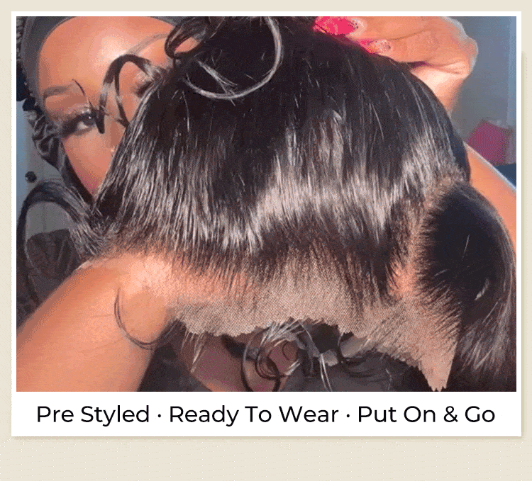 Drawstring wig with side part bangs