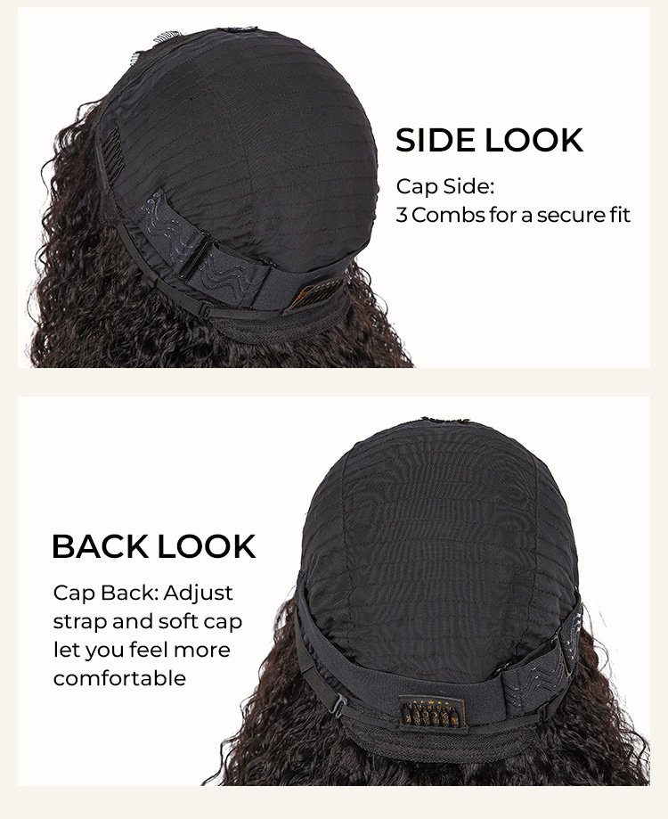 secure wig cap with combs and elastic string