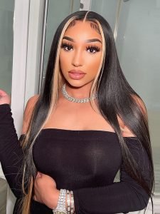 Blonde Skunk Stripe Hair Natural Body Wave Hairstyle Lace Wigs for Women - Image 9