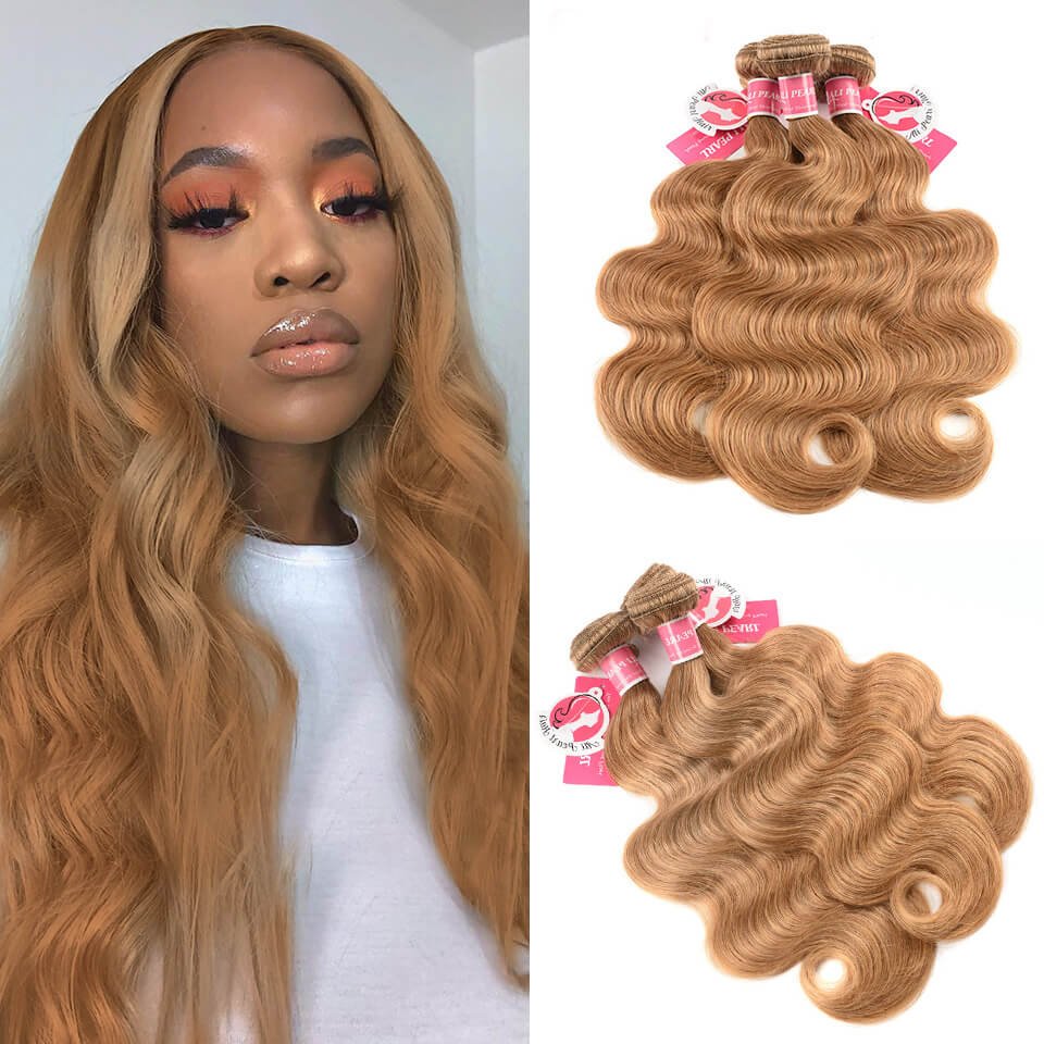 ashblonde_body_wave_bundles Body Wave Weave Honey Blonde Hair Bundles Pure Color #27 Human Hair - Image 1