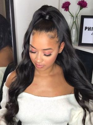 Ponytail Extension Body Wave Human Hair Ponytail With Magic Paste Warp Around