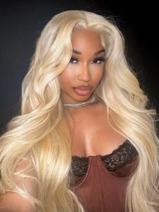 #613 Blonde Skin Like HD Lace Frontal Wig Body Wave Bleached Blonde Human Hair Wigs - Image 4