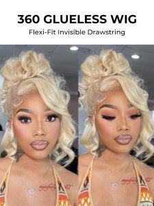 Blonde 360 Lace Wig Human Hair Glueless Body Wave and Straight With Invisible Strap - Image 3