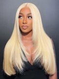 Glueless Layered Cut Blonde Silky Straight 5x5 Lace Closure Wigs Human Hair - Image 2