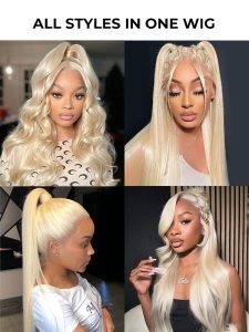Blonde 360 Lace Wig Human Hair Glueless Body Wave and Straight With Invisible Strap - Image 6