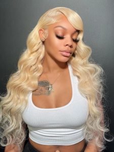 #613 Blonde Skin Like HD Lace Frontal Wig Body Wave Bleached Blonde Human Hair Wigs - Image 5