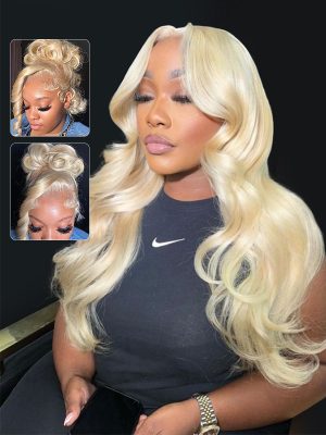 Blonde 360 Lace Wig Human Hair Glueless Body Wave and Straight With Invisible Strap
