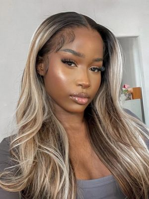Alipearl Balayage Highlight Silky Straight Pre-plucked Human Hair HD Lace Wigs