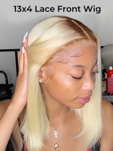 Ready To Wear - Short Ombre Blonde Bob Wigs T4/613 Color Straight Ready Go Lace Wig Without Glue - Image 9