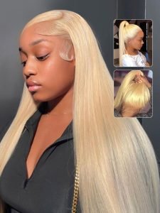 Blonde 360 Lace Wig Human Hair Glueless Body Wave and Straight With Invisible Strap - Image 2