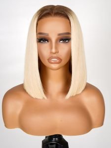 Ready To Wear - Short Ombre Blonde Bob Wigs T4/613 Color Straight Ready Go Lace Wig Without Glue - Image 5