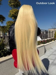 40 Inch Long Blonde Wigs 300% Density 613 Straight Human Hair Wigs 13x6 Lace Front Wig - Image 9
