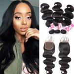 Alipearl Hair 3 bundles Body Wave with 4*4 lace closure Indian
