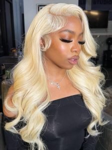 #613 Blonde Skin Like HD Lace Frontal Wig Body Wave Bleached Blonde Human Hair Wigs - Image 3