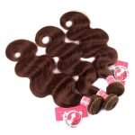 #4 Brown Color Straight and Body Wave Human Hair Weaves 3 Bundles