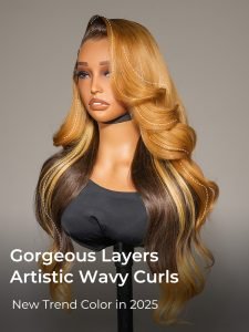 Highlights Body Wave Amber Cocoa Color M Hairline 13x6 Lace Front Wig With Widow's Peak - Image 4