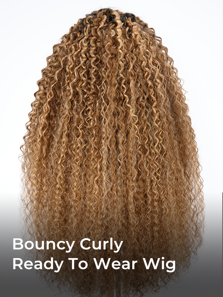 Beyoncé Inspired Frosted Blonde Highlight Curly Hair Lace Frontal Wig - Image 12