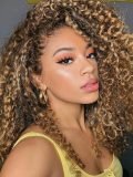 Beyoncu00e9 Inspired Frosted Blonde Highlight Curly Hair Lace Frontal Wig - Image 5