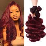 Burgundy #99J Brazilian Body Wave Bundles Human Hair Weave 4 PCs
