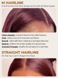 M Hairline Layered Cut Burgundy 13x6 Lace Front Straight Wigs 180% Density - Image 5