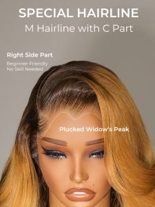Highlights Body Wave Amber Cocoa Color M Hairline 13x6 Lace Front Wig With Widow's Peak - Image 3