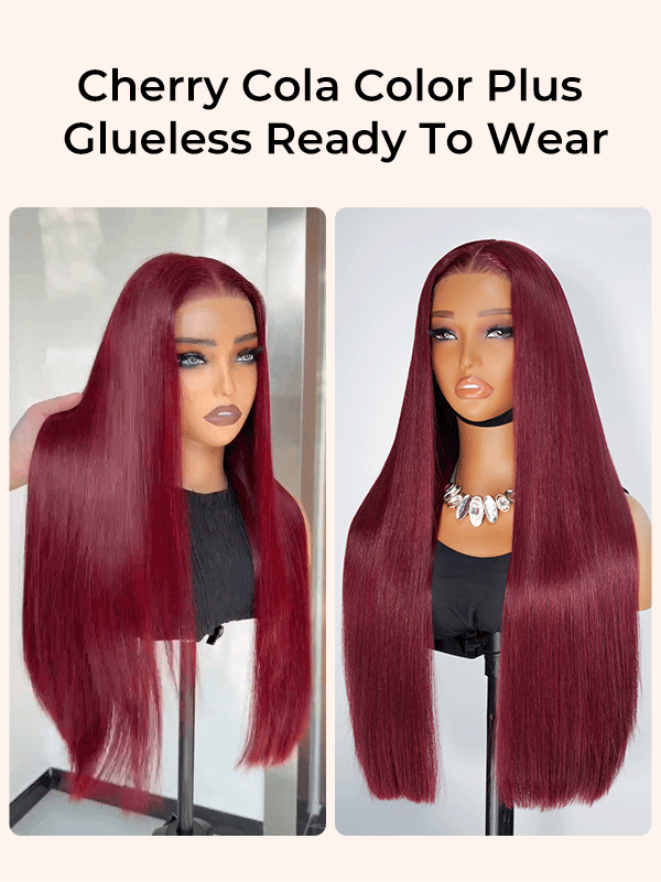 Glueless Ready To Go Cherry Cola Straight 7x5 Lace Wig for Beginners - Image 12