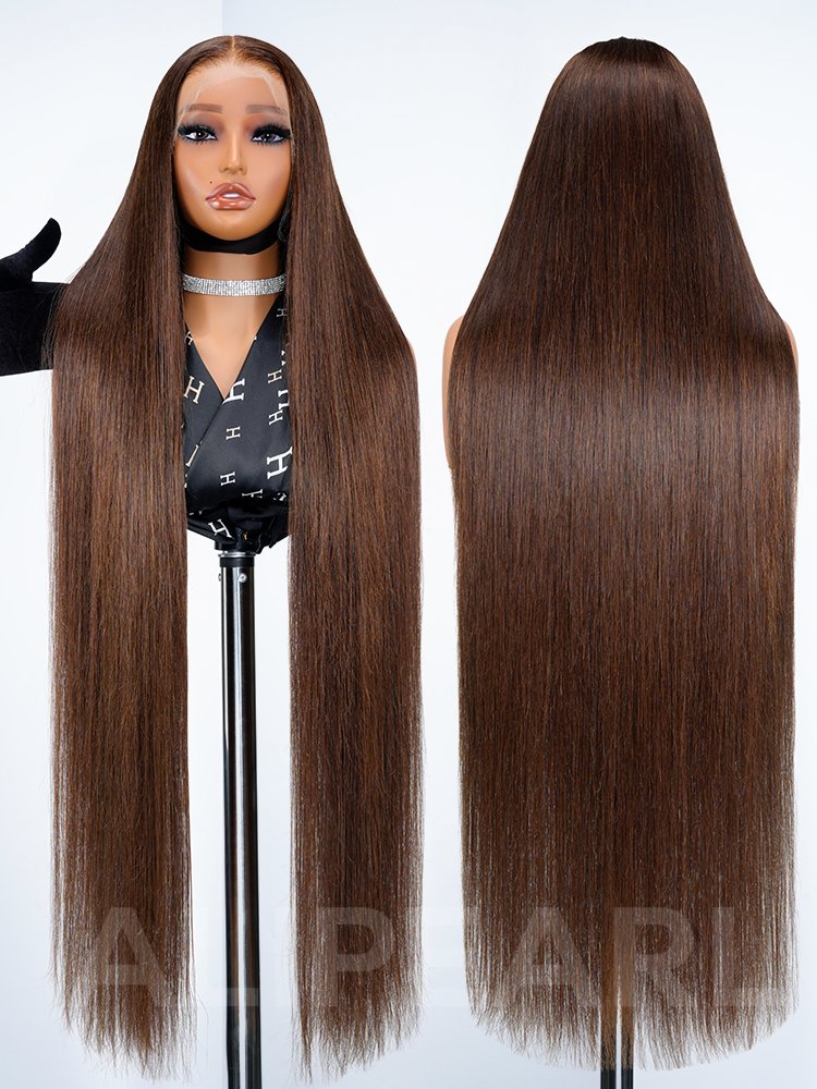 chocolate_brown_long_straight_wig Super Long 300% Density Chocolate Brown 13x6 HD Lace Front Wig Straight Human Hair - Image 1