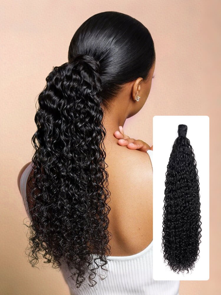 clip-in_ponytail_1 Water Wave Clip-In Ponytail With Hair Wrap Around 100% Human Hair Extension - Image 1