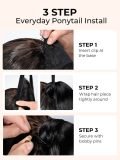 Clip-In Loose Deep Wave Ponytail Extension 100% Human Hair Natural Black - Image 4