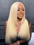 Glueless Layered Cut Blonde Silky Straight 5x5 Lace Closure Wigs Human Hair - Image 3
