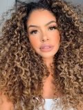 Beyoncu00e9 Inspired Frosted Blonde Highlight Curly Hair Lace Frontal Wig - Image 2