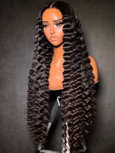 Crimp Wavy Ready To Go Glueless 6x8 Pre Cut Lace Pre Bleached Tiny Lace Knots Drawstring Wig