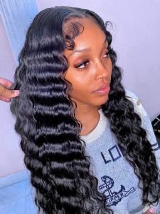 Crimped Hair Wigs Deep Wave 13x4 Invisible Lace Frontal with Pre Plucked Hairline - Image 8