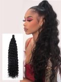Clip-In Loose Deep Wave Ponytail Extension 100% Human Hair Natural Black - Image 7