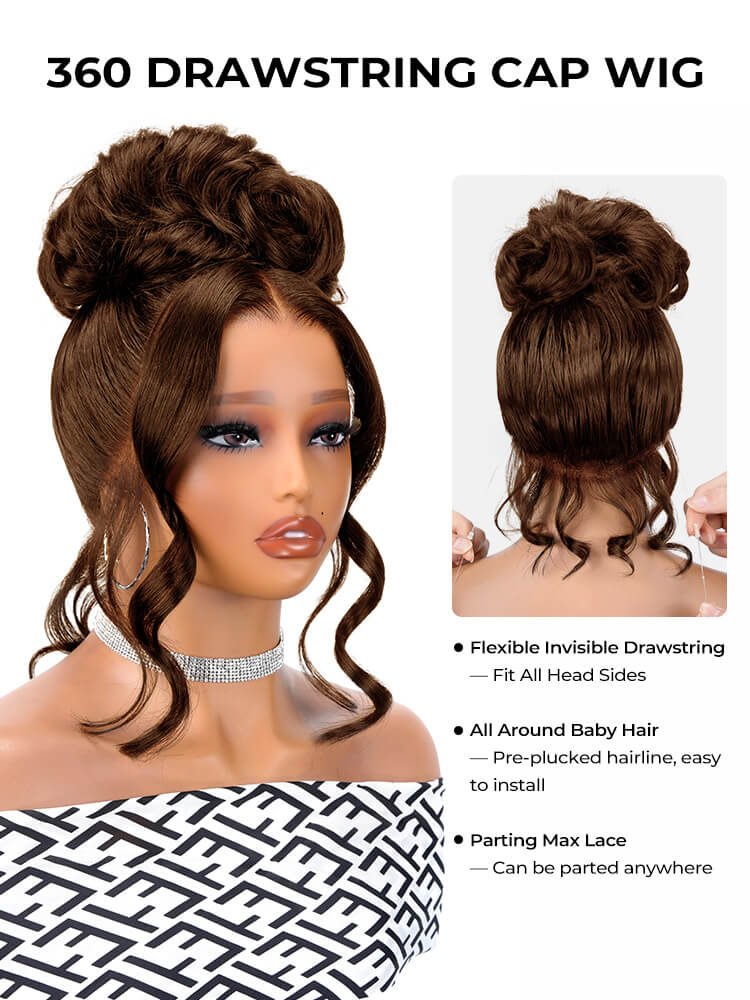 flexible invisible drawstring cap 360 lace wig body wave