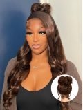 Dark Brown Body Wave 360 Pre Cut Lace Wigs With Invisible Drawstring Ready To Go - Image 6