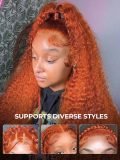 Ginger Orange Deep Wave 13x6 Lace Frontal Wig Parting Max Natural Hairline - Image 14