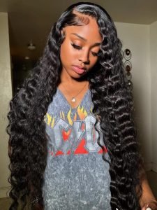 Crimped Hair Wigs Deep Wave 13x4 Invisible Lace Frontal with Pre Plucked Hairline - Image 2