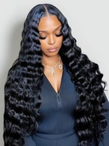 Crimp Wavy Ready To Go Glueless 6x8 Pre Cut Lace Pre Bleached Tiny Lace Knots Drawstring Wig - Image 12