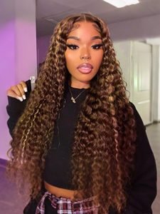 Highlight Human Hair Lace Front Wigs Deep Wave Ombre Lace Front Wigs - Image 5