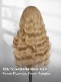 12A Raw Hair Toffee Swirl Blonde Loose Body Wave 13x4 HD Lace Front Wig - Image 6