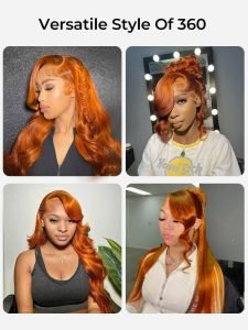 Copper Color 360 Lace Body Wave Wig With Flexi Fit Invisi Drawstring Cap - Image 10